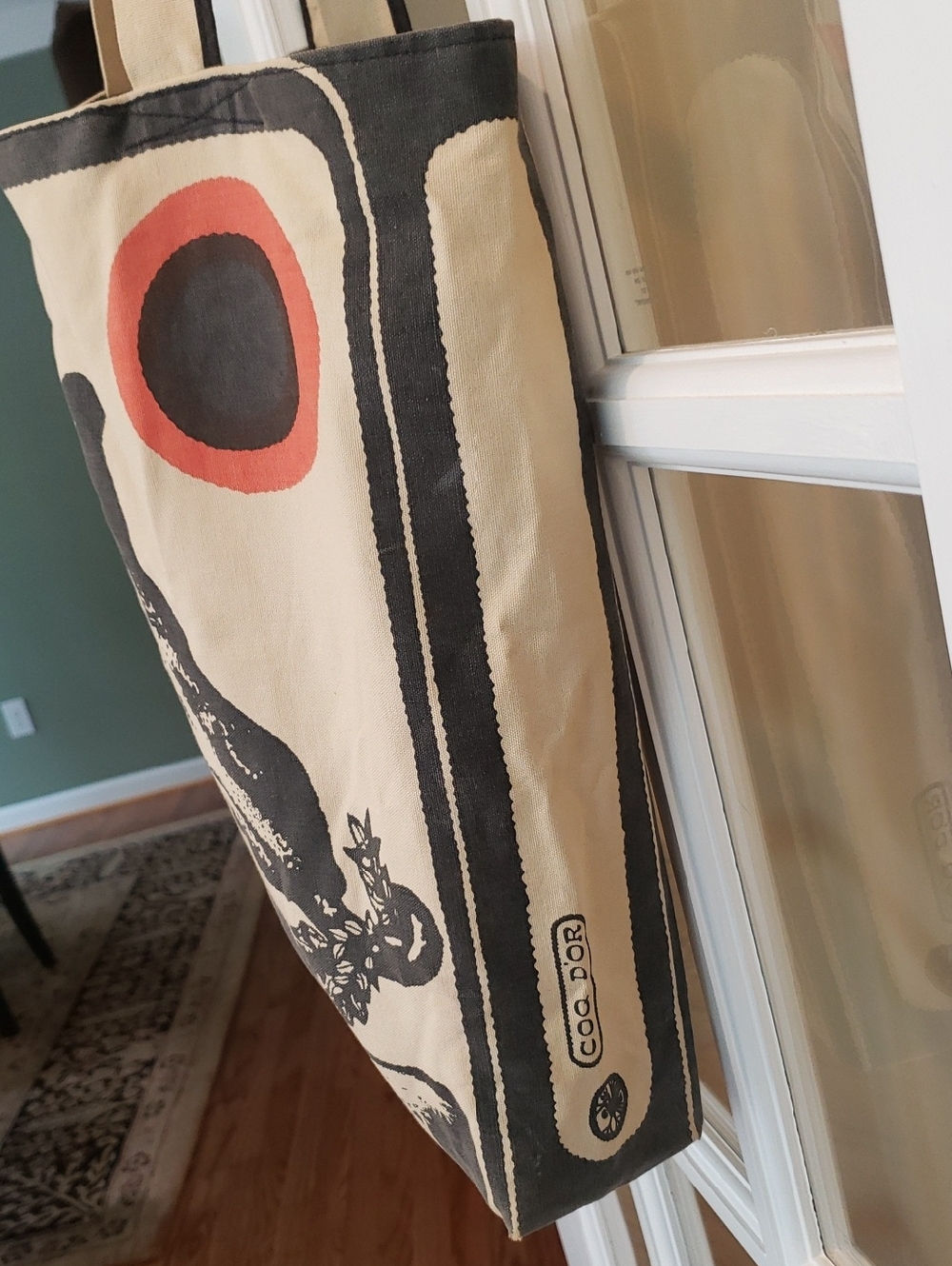 Hand Printed Giraffe Tote by COQ D'OR - 16"H X 12"W X 3" D - Picture 10 of 16
